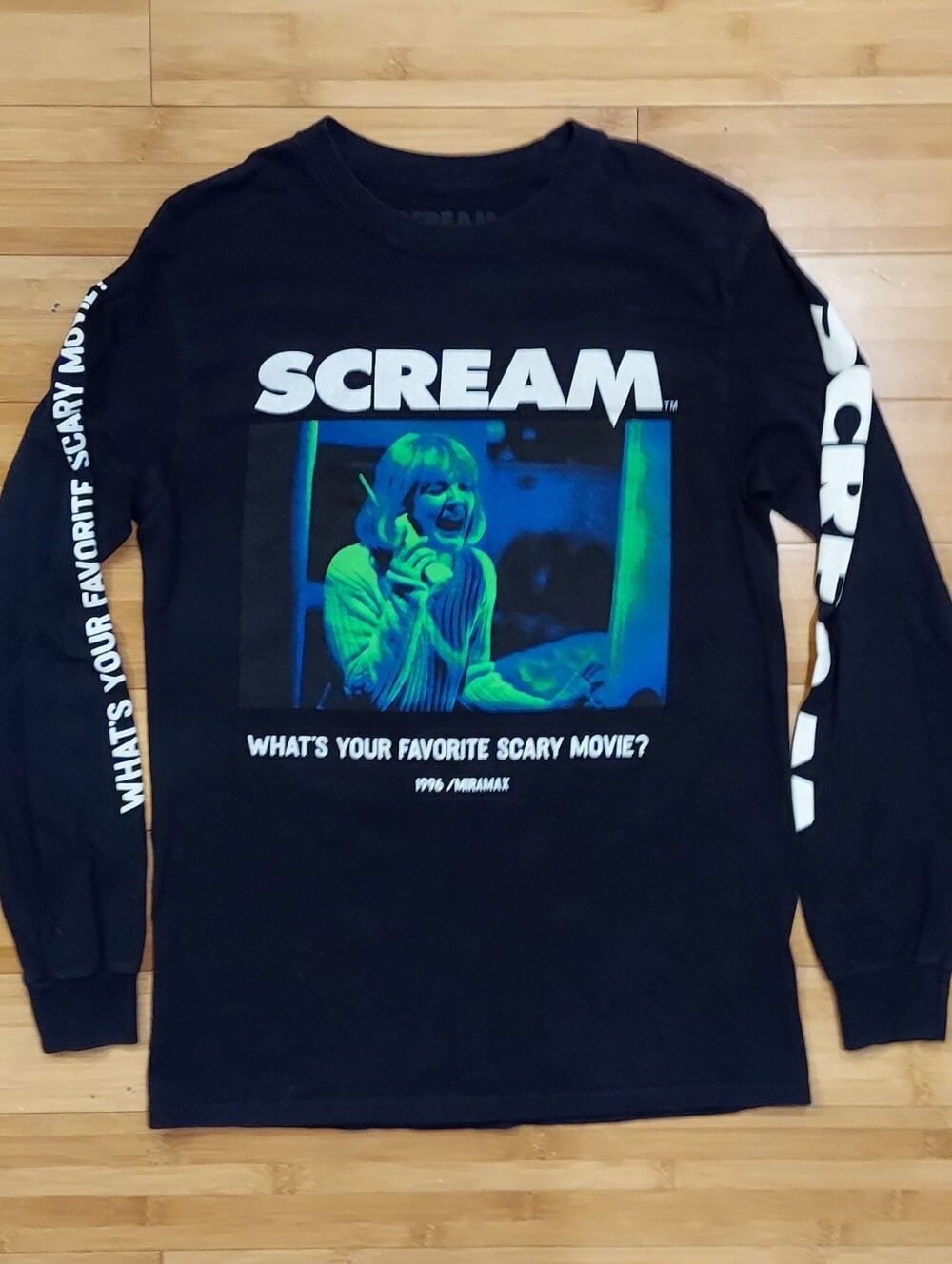Scream Black Graphic Long Sleeve Tee With Sleeve Print Size S Ghostface Horror